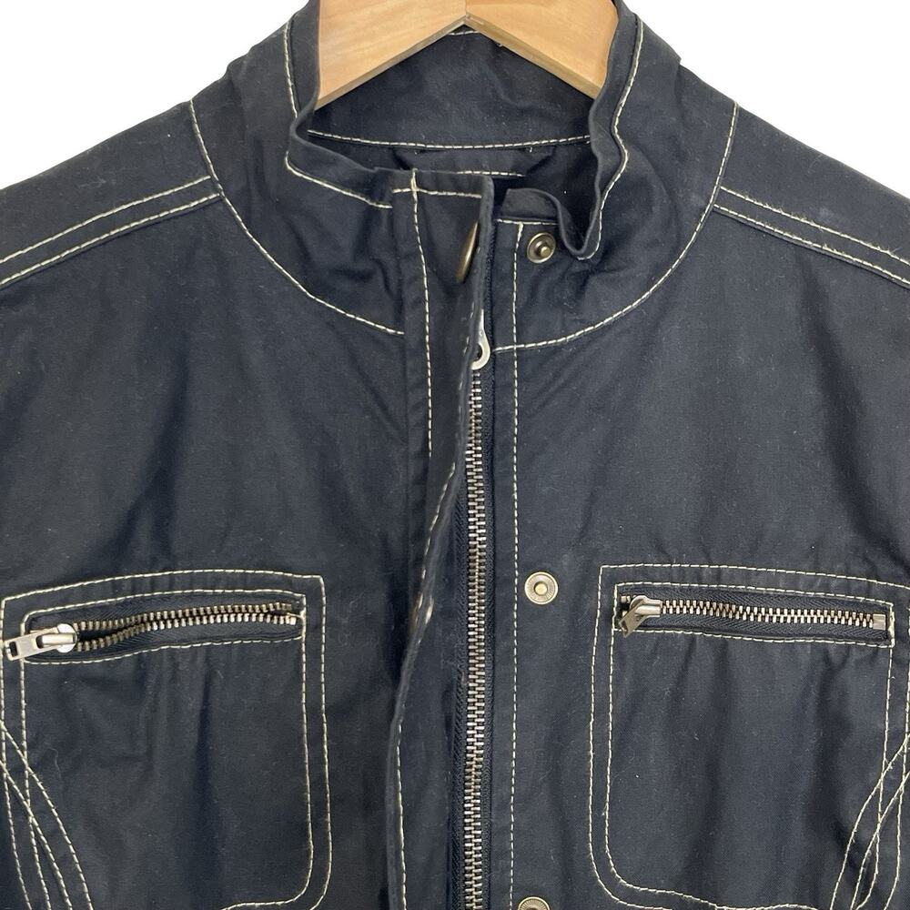 Boden Waxed Cotton Jacket Black Contrast Stitch Utility Pockets Size 10 - Picture 5 of 16